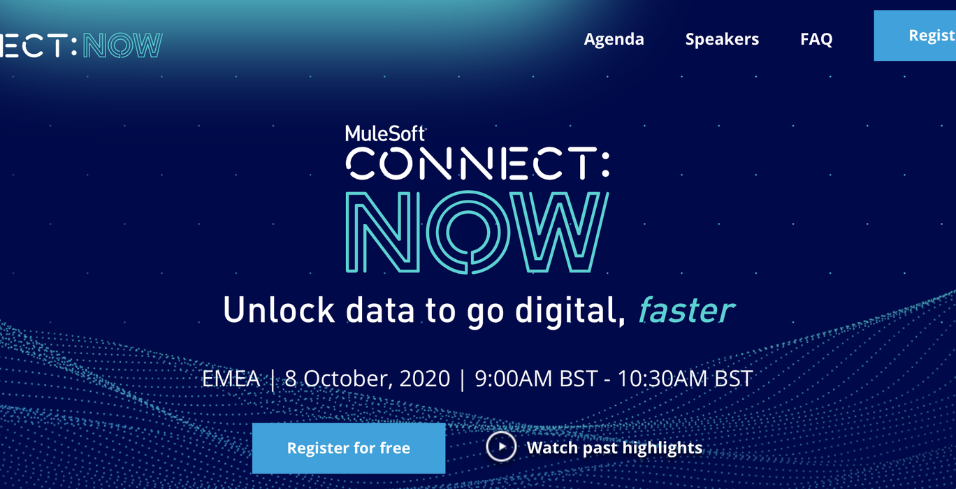 Mulesoft Connect Now event on Oct 8 - Unlock data to go digital, faster
